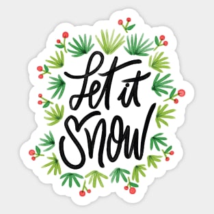 Let It Snow, Holly Leaves, Winter Sticker